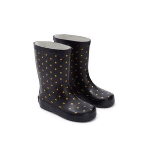 Bonton Black Rain Boots with Gold Stars